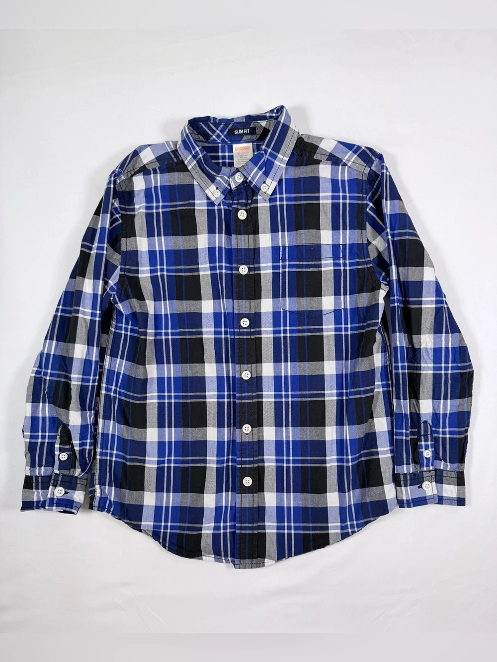 GYMBOREE Boys Plaid Button Up M 7-8 Slim Fit Prep School Classic Preppy Ivy